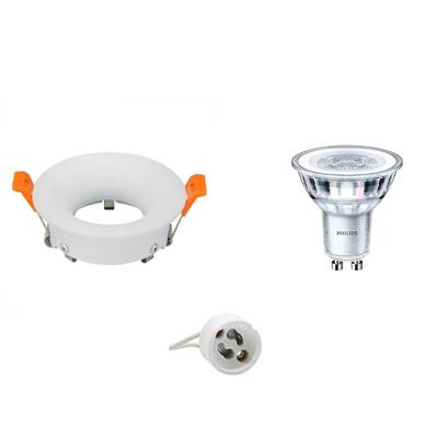 LED Spot Set - GU10 Fitting - Inbouw Rond - Mat Wit - Ø85mm - Philips - CorePro 830 36D - 4W - Warm Wit 3000K - Dimbaar