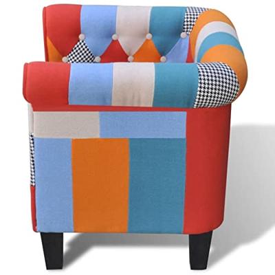 Fauteuil met patchwork stof meerkleurig Fauteuil met patchwork stof meerkleurig