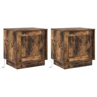 Nachtkastje 2 pcs Gerookt eiken 44 x 34,5 x 45 cm Bewerkt hout - thumbnail