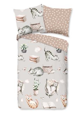 Good Morning Kinderdekbedovertrek "poezen" - Grijs - (135x200 cm) - Katoen