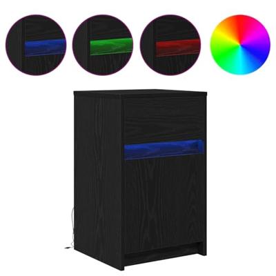 LED Bedside Kast 2 pcs Zwart eiken 38 x 34 x 61 cm Spaanplaat LED Bedside Kast 2 pcs Zwart eiken 38 x 34 x 61 cm Spaanplaat