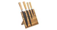 Gebor - Messenset Met Magnetisch Messenblok – Messenset 4-delig – Staal – Acaciahout – Naturel – Zwart – Houten - thumbnail