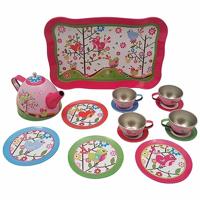 Tinnen theeservies - Vogeltjes - thumbnail