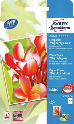 Avery-Zweckform Premium Photo Paper Inkjet C2550-50 Fotopapier 10 x 15 cm 250 g/m² 50 vellen Hoogglans Avery-Zweckform Premium Photo Paper Inkjet C2550-50 Fotopapier 10 x 15 cm 250 g/m² 50 vellen Hoogglans