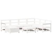 8-delige Loungeset massief grenenhout wit - thumbnail