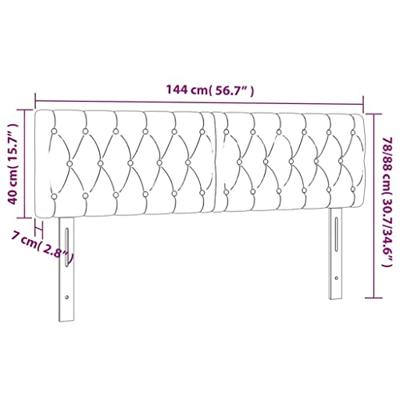 Hoofdbord LED 144x7x78/88 cm stof crèmekleurig