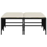 Tuinkrukken met kussens 4 st poly rattan zwart - thumbnail