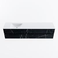 MONDIAZ VICA 200cm badmeubel onderkast Marquina 4 lades. Wastafel CLOUD links zonder kraangat, kleur Talc. - thumbnail