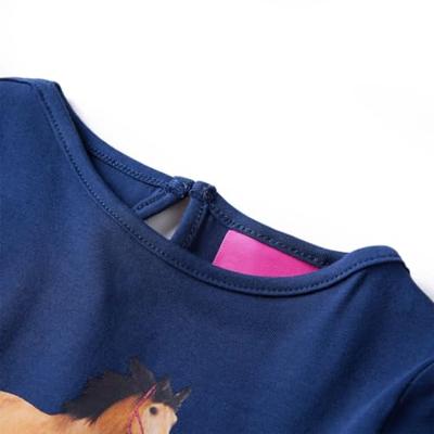 Kindershirt met lange mouwen paardenprint 92 marineblauw Kindershirt met lange mouwen paardenprint 92 marineblauw