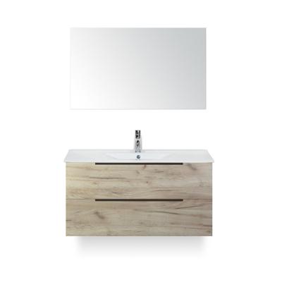 Seville Badmeubelset 100 cm - Craft Oak Edge greep - Wastafel Enjoy - met Spiegel