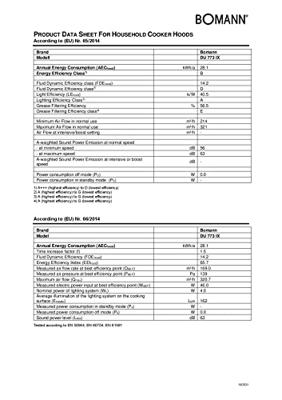 Bomann DU 773 IX 320,7 m³/uur Muurmontage Roestvrijstaal B