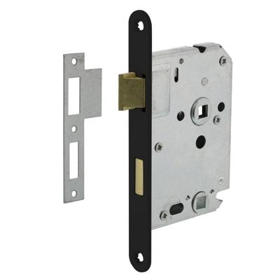 Intersteel badkamer/toiletslot 63/8mm met zwarte voorplaat 20x175 mm