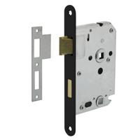 Intersteel badkamer/toiletslot 63/8mm met zwarte voorplaat 20x175 mm - thumbnail