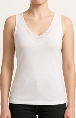 Dames spencer Beatrix - Katoen - Hoge rug - Katoenen onderhemd - Brede bandjes - Naadloos