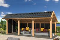 Tuindeco Bergen L Kapschuur type 6 678x306 cm Lariks/Douglashout blank en Zweeds rabat zwart- Kapschuurdak- Onbehandeld lariks Douglas hout- Tuindeco - thumbnail