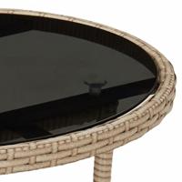 3-delige Tuinset met kussens poly rattan en glas beige - thumbnail