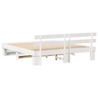 Bedframe met hoofdeinde Wit 200 x 200 cm Massief grenenhout - thumbnail