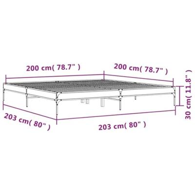 Bedframe bewerkt hout metaal bruin eikenkleur 200x200 cm