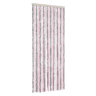VidaXL Vliegengordijn 56x200 cm chenille zilvergrijs en roze