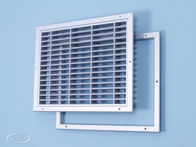 Deurrooster brandwerend geanodiseerd kader grijze lamellen Deurrooster brandwerend geanodiseerd kader grijze lamellen