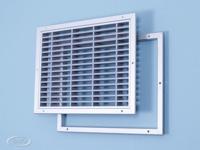 Deurrooster brandwerend geanodiseerd kader grijze lamellen - thumbnail