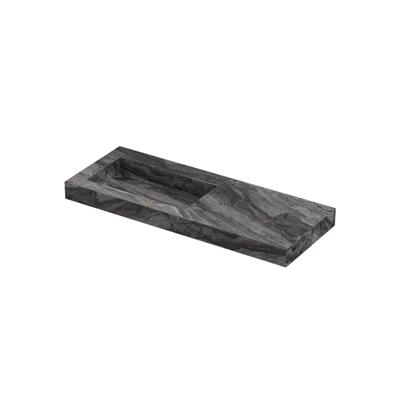 INK Pitch Wastafel keramische slab links met drain en front en side skirts zonder kraangat 120x45x9 Venice brown glossy