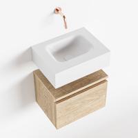 MONDIAZ ANDOR 40cm toiletmeubel washed oak. LEX 40cm wastafel talc midden geen kraangat - thumbnail