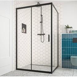 Saqu Sturdy douchecabine met schuifdeur incl. antikalk 100x90x200cm mat zwart