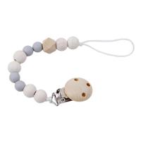 3 PC'S baby fopspeen clip ketting houten houder fopspeen fopspeen clips leiband riem tepel houder voor babyvoeding (grijs) - thumbnail