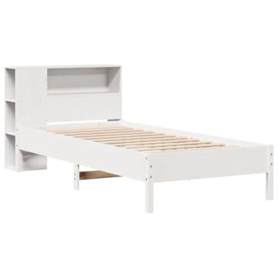 Bed met boekenkast zonder matras grenenhout wit 75x190 cm