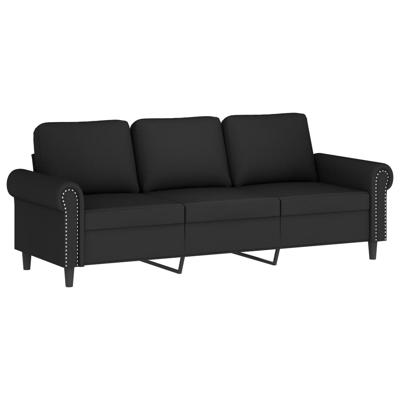 3-delige Loungeset met kussens fluweel zwart - thumbnail