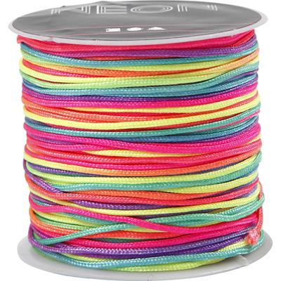 Creativ Company Macramé koord, dikte 1 mm, neon kleuren, 28 m/ 1 rol