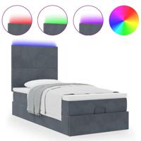 Ottoman bed met matrassen en LED's 80x200cm fluweel donkergrijs - thumbnail