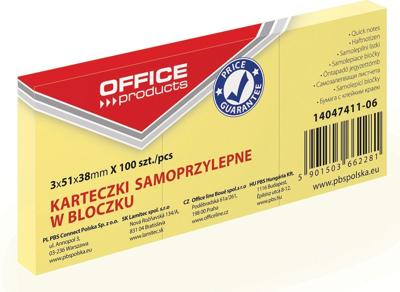 OFFICE products memoblok, ft 38 x 51 mm, 100 vel, geel