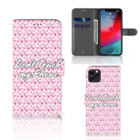 Apple iPhone 11 Pro Max Portemonnee Hoesje Flowers Pink DTMP - thumbnail