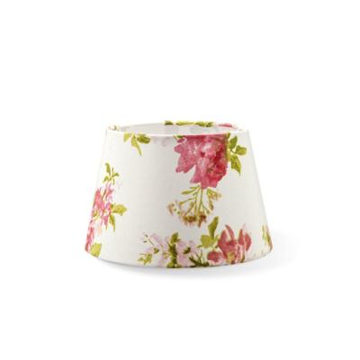 Lampenkap rond schuin | taps | katoen | stoffen lampenkap voor tafellamp | lampenkap met E27 fitting | Ø20cm H13cm | bloemen print | creme