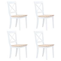 Eetkamerstoelen 4 st massief rubberwood naturel en wit - thumbnail