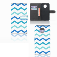 Motorola Moto G5S Plus Telefoon Hoesje Zigzag Blauw - thumbnail