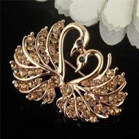 Kristallen zwaan broche pinnen Animal Strass broches voor vrouwen (Champagne) - thumbnail