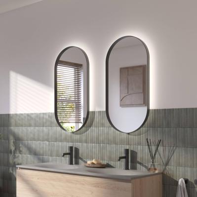 Ben Vita ovale spiegel met LED verlichting en anti-condens 40x80 cm Mat Zwart