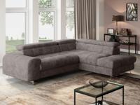 Converteerbare hoekbank SUNNY met longchair links stof grijs - thumbnail