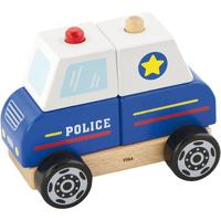 VIGA houten politiewagen speelgoed, politieauto, afm 13x10x8 cm, 1 stuk - thumbnail