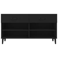 Schoenenkast 102x35x55 cm bewerkt hout zwart - thumbnail