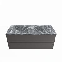 MONDIAZ VICA-DLUX 120cm badmeubel onderkast Dark grey 2 lades. Inbouw wastafel CLOUD dubbel zonder kraangat, kleur Lava. - thumbnail