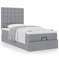 Ottoman bed met matras 80x200cm stof lichtgrijs - thumbnail