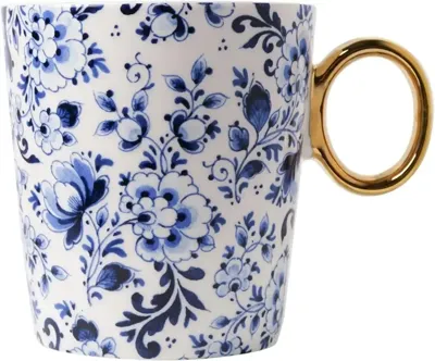 HEINEN - Delfts Blauw - Beker Sierlijke bloem 0,30l Goud