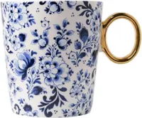 HEINEN - Delfts Blauw - Beker Sierlijke bloem 0,30l Goud - thumbnail