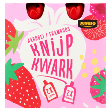 Jumbo Knijpkwark Aardbei/Framboos 4 x 90 g