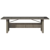 Tuintafel met glazen blad 240x90x75 cm poly rattan grijs - thumbnail