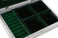 Doos-Juwelenkistje Home ESPRIT Groen Zilverkleurig Hout Aluminium 27,5 x 20 x 5,4 cm - thumbnail